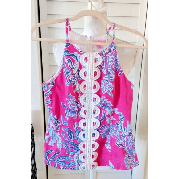 Lilly Pulitzer Annabelle Samba‎ Capri Halter Top Preppy Women zip closure 4 - Picture 2 of 5